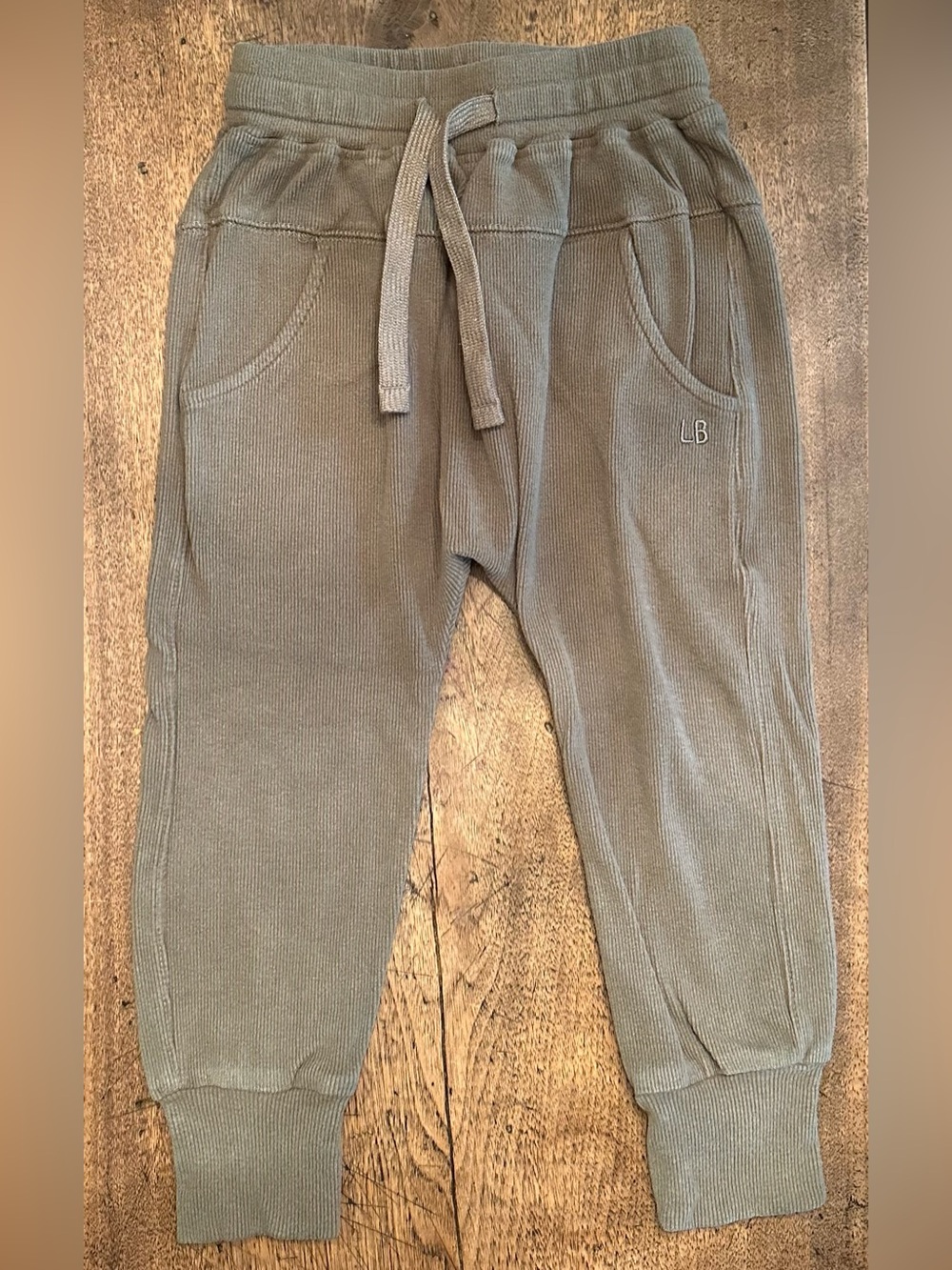 GUC Little Bipsy Green Ribbed Joggers Size 3T-4T.